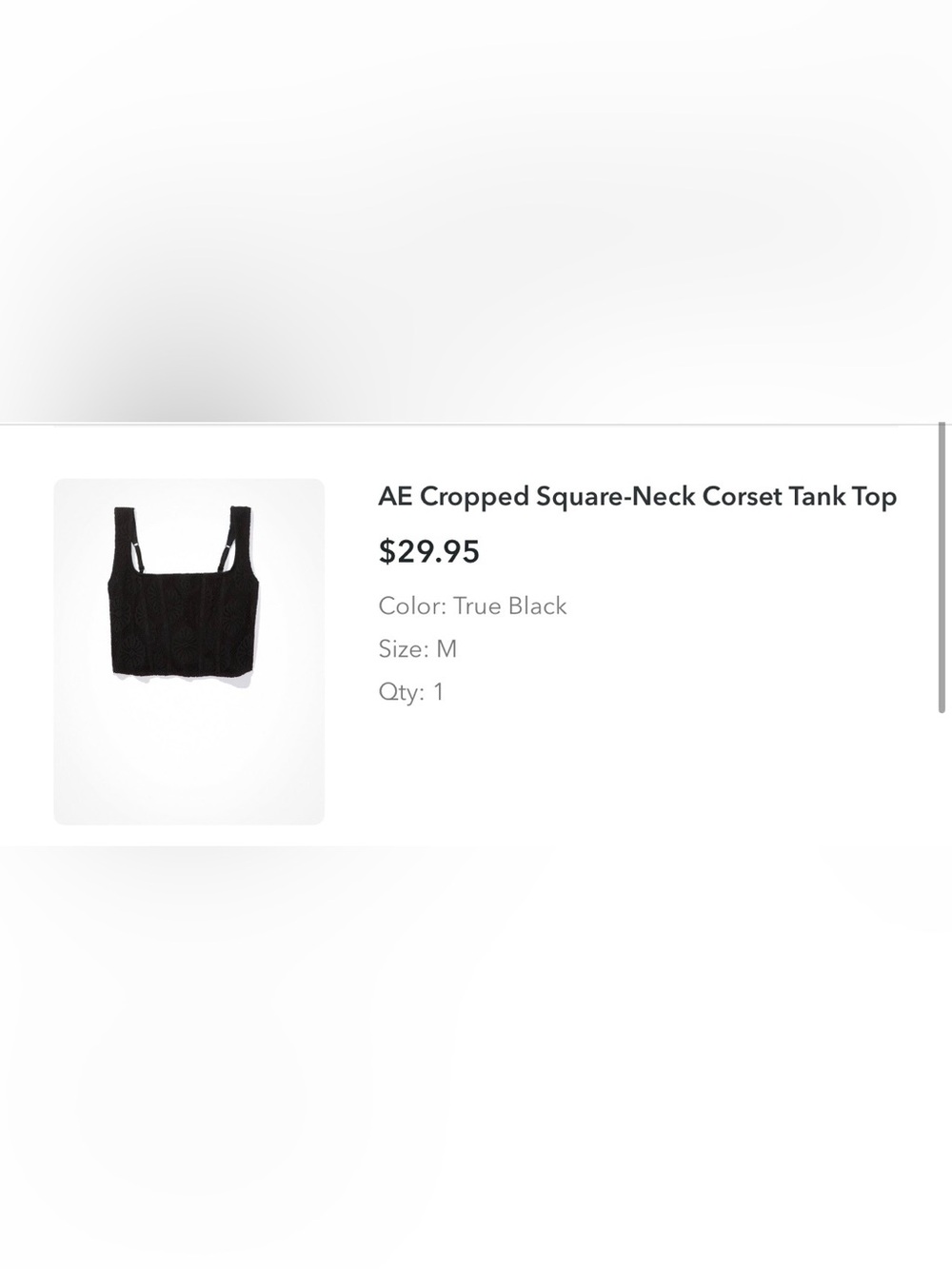 NWT AE True Black Cropped Square-Neck Corset Tank Top